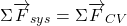 \[ \Sigma \overrightarrow F_{sys} = \Sigma \overrightarrow F_{CV} \]