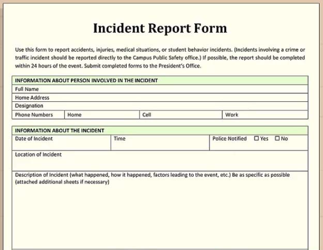 how to write a professional incident report
