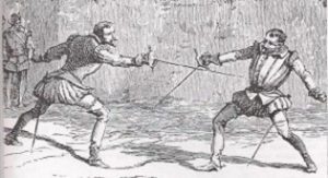 The image portrays a famous historical event known as the "Tychonian Model Duel" between astronomers Tycho Brahe and Johannes Kepler. Tycho Brahe, shown on the left, was a prominent astronomer known for his accurate observational data. Johannes Kepler, on the right, was a mathematician and astronomer who eventually used Tycho Brahe's observations to develop his laws of planetary motion. The duel represents their collaboration, with Tycho providing crucial data and Kepler formulating the laws that describe the motion of planets around the Sun.