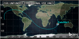 Ground tracks are the paths a satellite makes on the surface of a planet directly below it, or the projection of a satellite’s orbit on the surface of the Earth. The rendering above illustrates a regular shaped ground track for a satellite, rising and falling along the Earth's orbit.