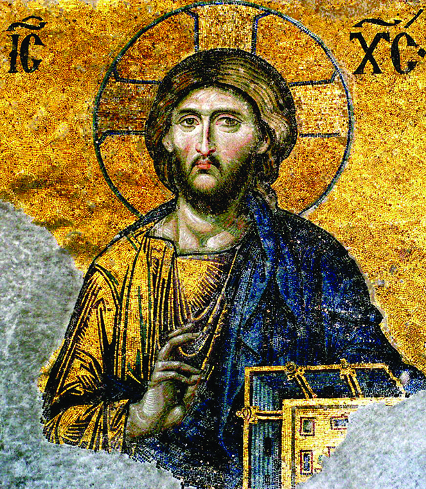 Image ofMosaic of Jesus Christ on one of the inner walls of the Hagia Sophia.