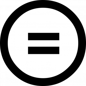 An equal sign inside a circle.