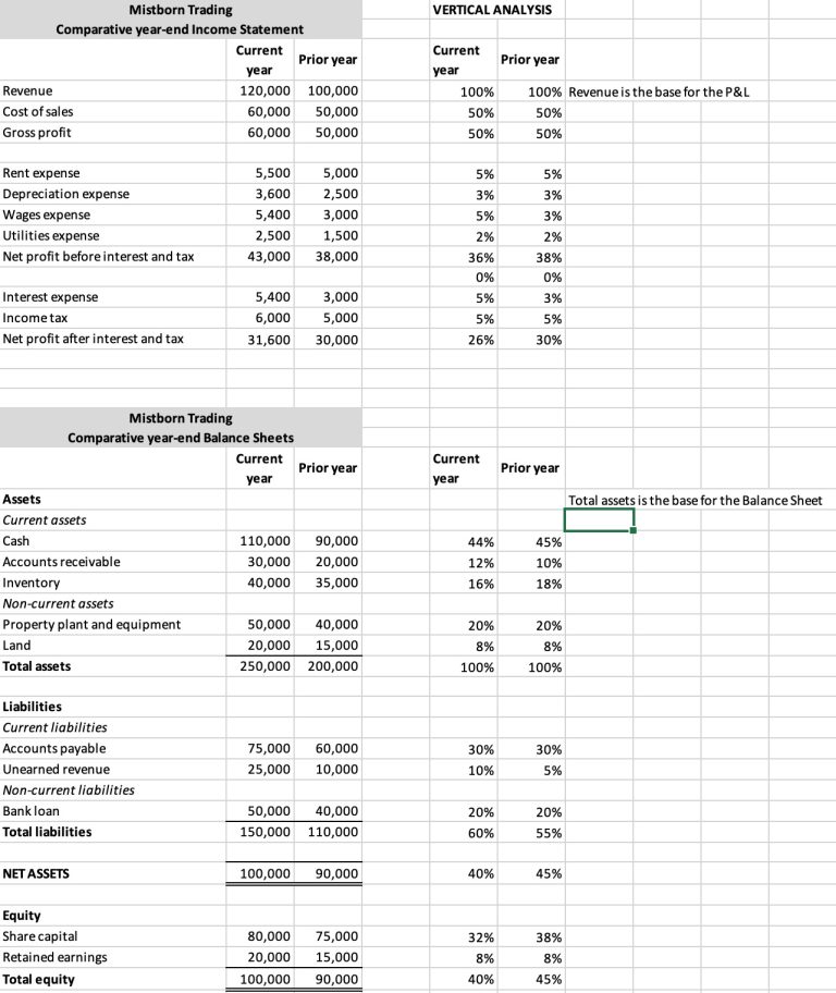 Horizontal and vertical analysis – Accounting and Accountability