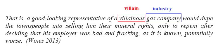 Sentence example noting that the use of the term villainous gas company as an example.