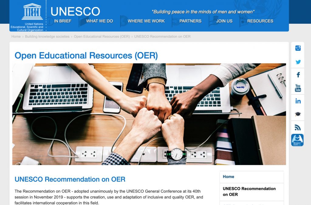 UNESCO Recommendation on OER web site