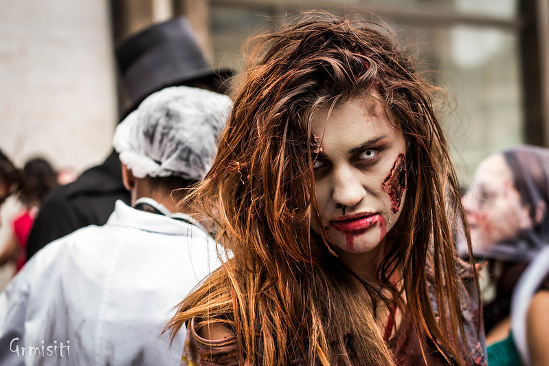 Woman with zombie makeup